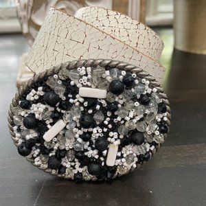 Silver Oval Belt w Seed Beads